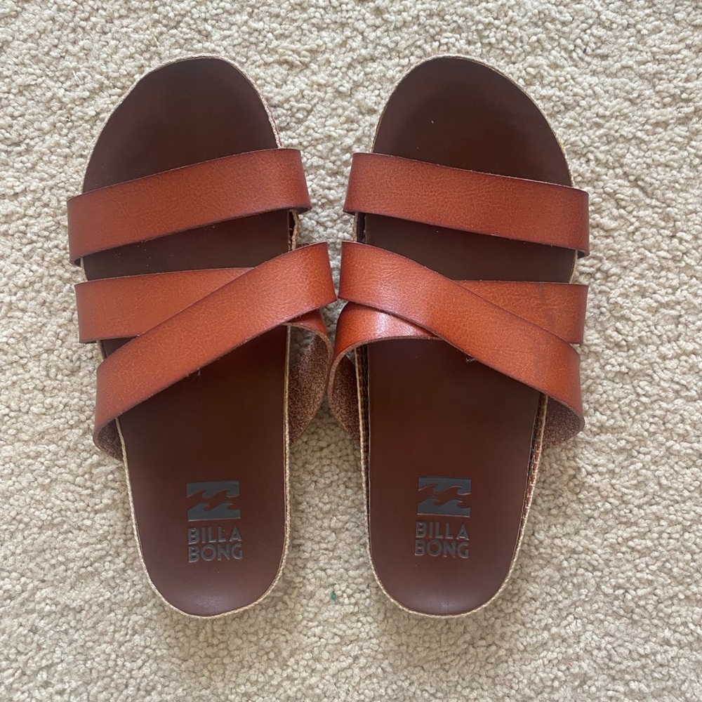 Size 6 slip on sandals by Billabong